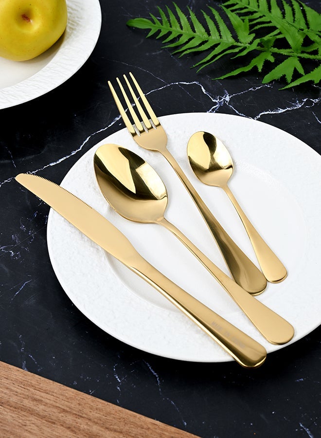 Ollieroo 24 Pieces Durable and Stylish Cutlery Set  for Comfort and Stylish Table Settings Gold - Image 1